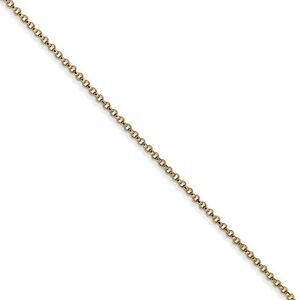 1.15mm 14k Yellow Gold Solid Rolo Pendant Chain Necklace, 18 Inch